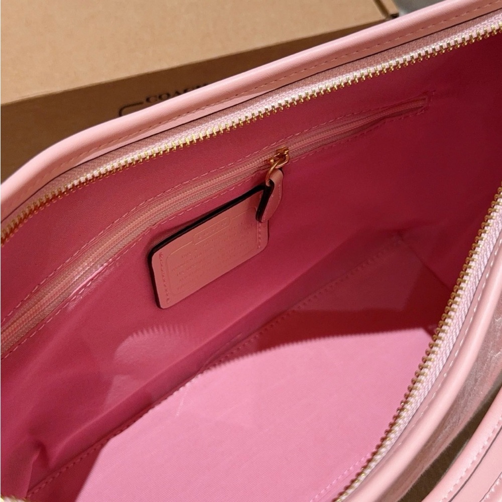 Coach Pink Signature Canvas Shoulder Bag with Strawberry Charm - Picture 9 of 9